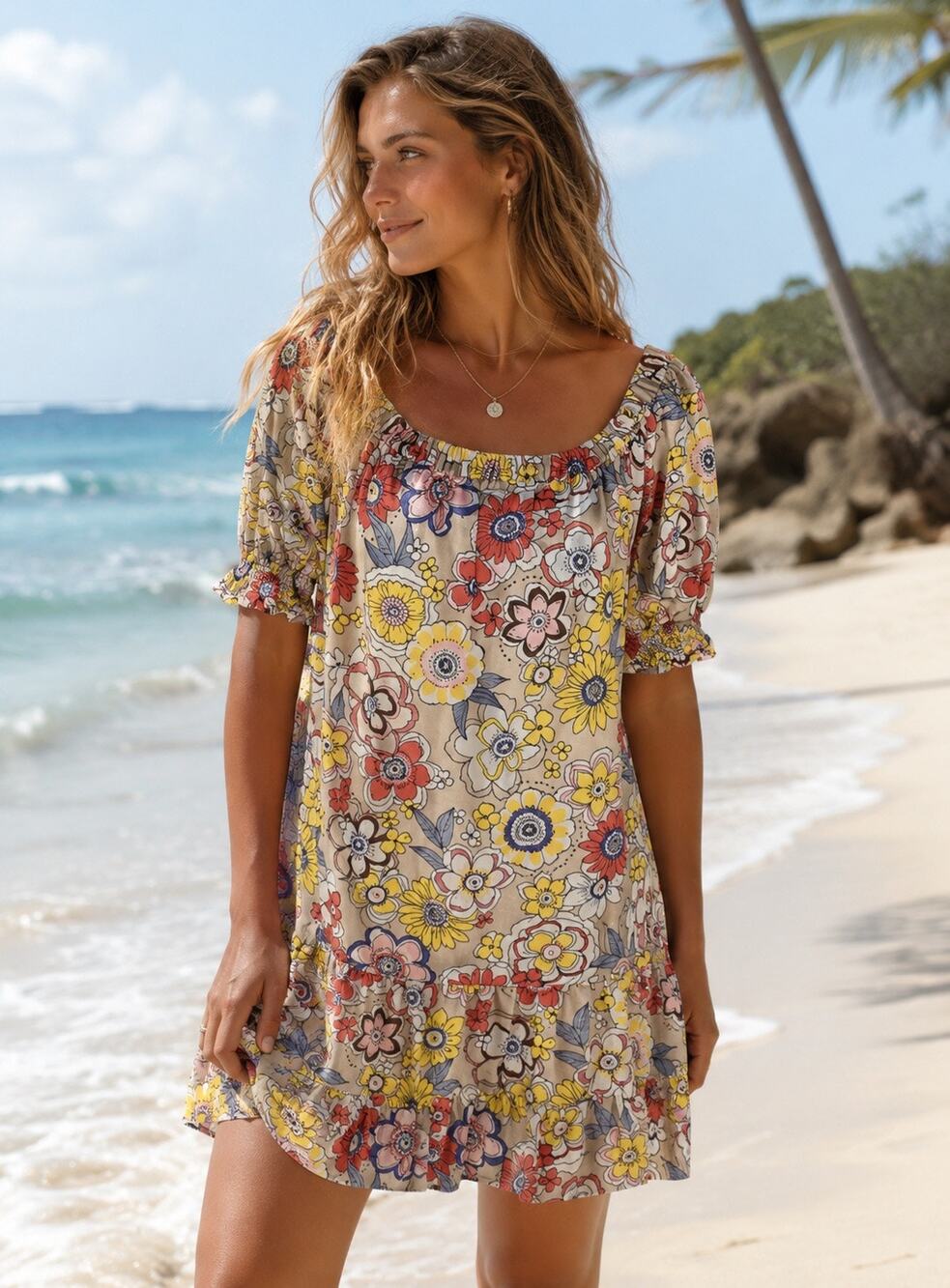 Tori Richard Scarlet Summer Somewhere Floral Dress Ruffle Size Medium No Belt